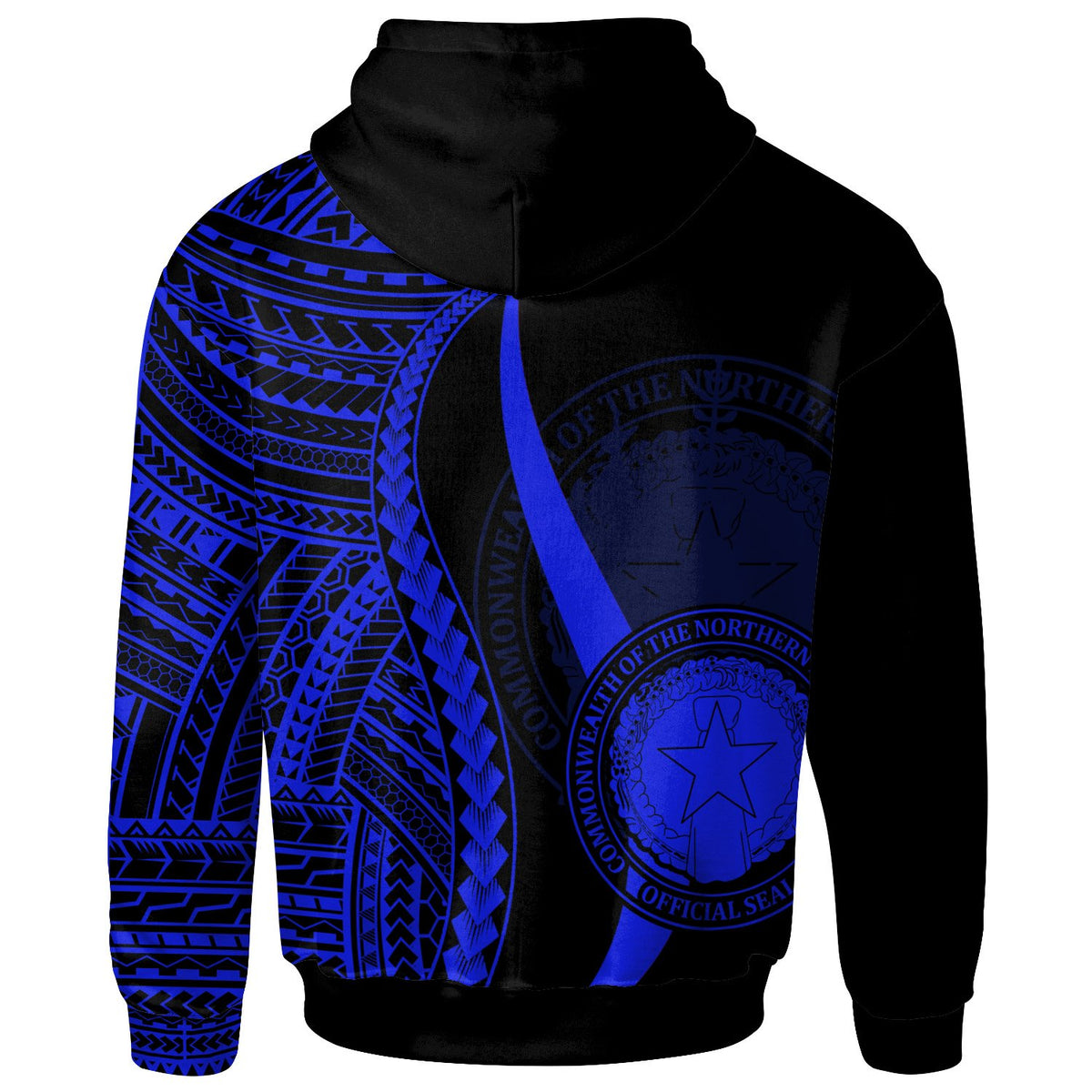 Northern Mariana Islands Zip up Hoodie Blue Tentacle Tribal Pattern - Polynesian Pride