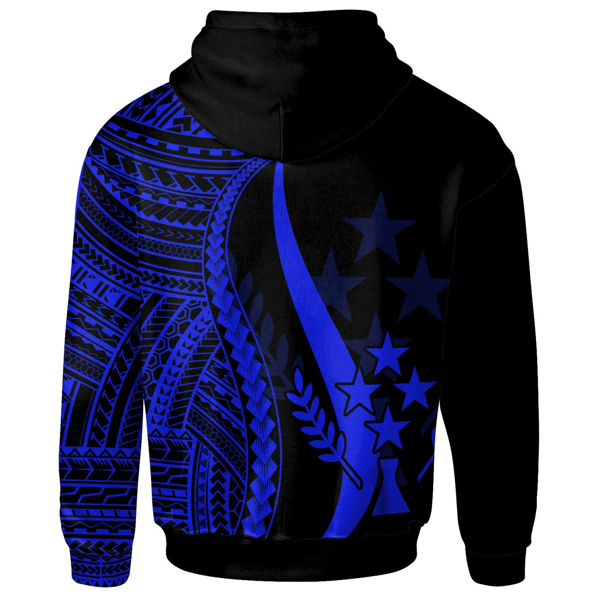 Kosrae Custom Hoodie Blue Tentacle Tribal Pattern - Polynesian Pride