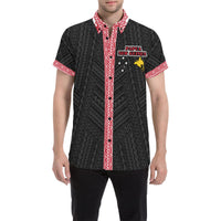 Papua New Guinea Short Sleeve Shirt - Polynesian Design Men Red - Polynesian Pride