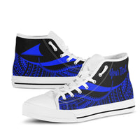 Tokelau Custom Personalised High Top Shoes Blue - Polynesian Tentacle Tribal Pattern - Polynesian Pride