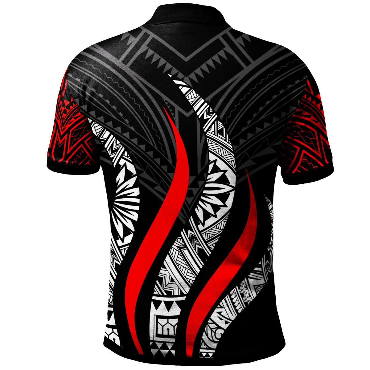 Guam Polo Shirt Guahan Strong Fire Pattern Red - Polynesian Pride