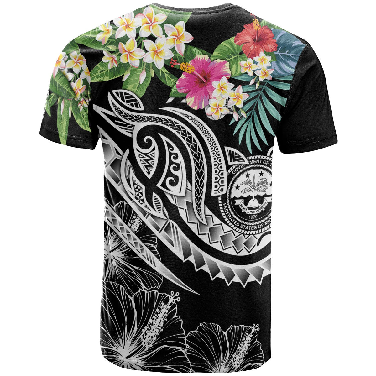 FSM Polynesian T Shirt Summer Plumeria (Black) - Polynesian Pride