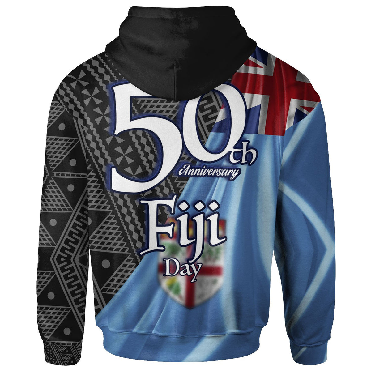 Fiji Hoodie Lautoka Fiji Day 50th Anniversary With Tapa Patterns - Polynesian Pride