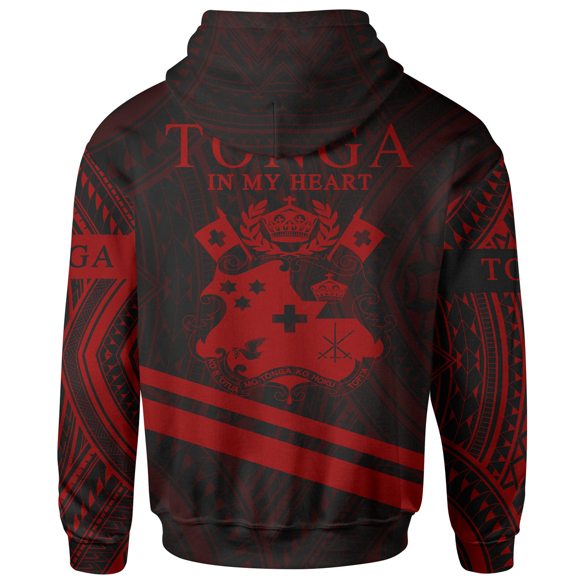 Tonga Hoodie In My Heart Style Red Polynesian Patterns - Polynesian Pride