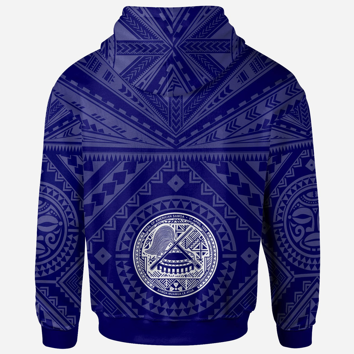 American Samoa Zip up Hoodie Seal In Polynesian Tattoo Style (Blue) - Polynesian Pride