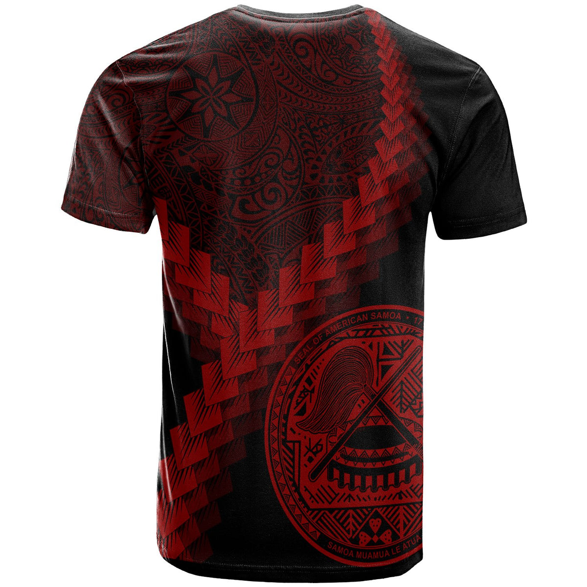 American Samoa T Shirt American Samoan Coat of Arms With Polynesian Tattoo Red - Polynesian Pride