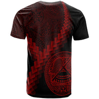 American Samoa T Shirt American Samoan Coat of Arms With Polynesian Tattoo Red - Polynesian Pride
