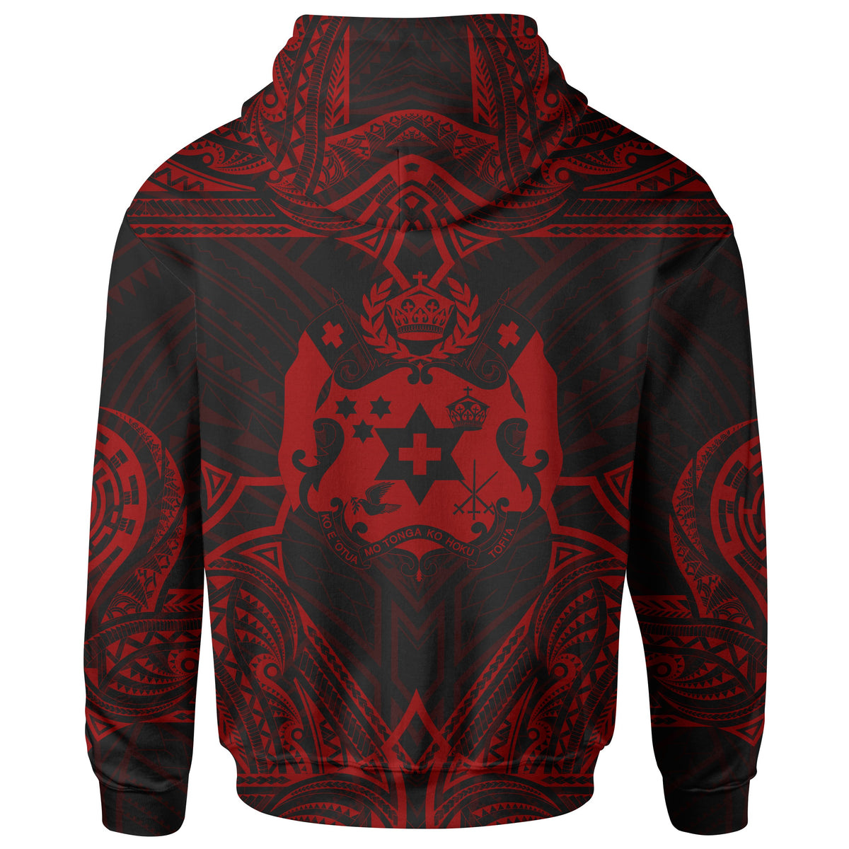 Tonga Custom Hoodie Coat of rms With Patterns Red Color - Polynesian Pride