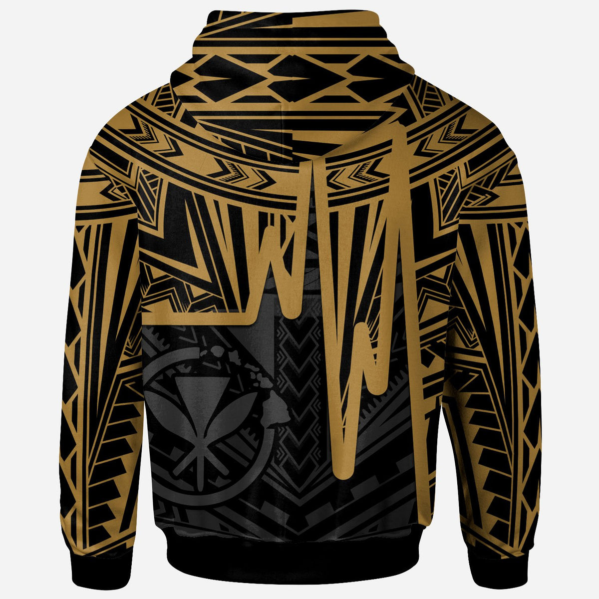 Hawaii Zip up Hoodie Kanaka Maoli With Polynesian Pattern In Heartbeat Style (Gold) - Polynesian Pride