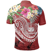 Polynesian Samoa Polo Summer Plumeria (Red) - Polynesian Pride