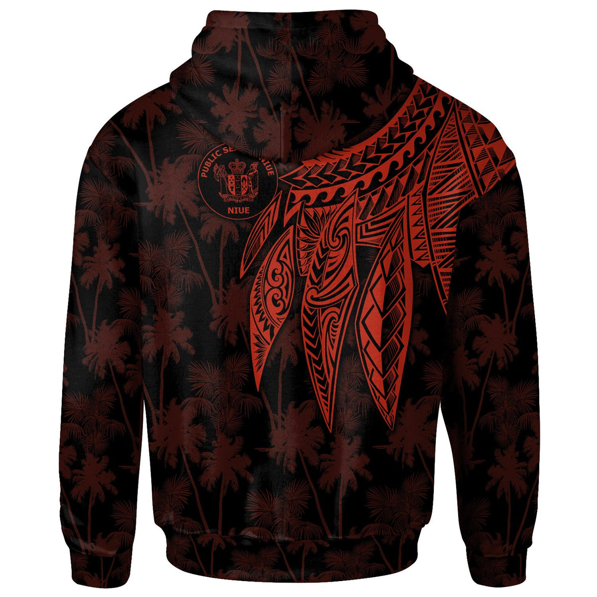 Niue Hoodie Polynesian Wings (Red) - Polynesian Pride