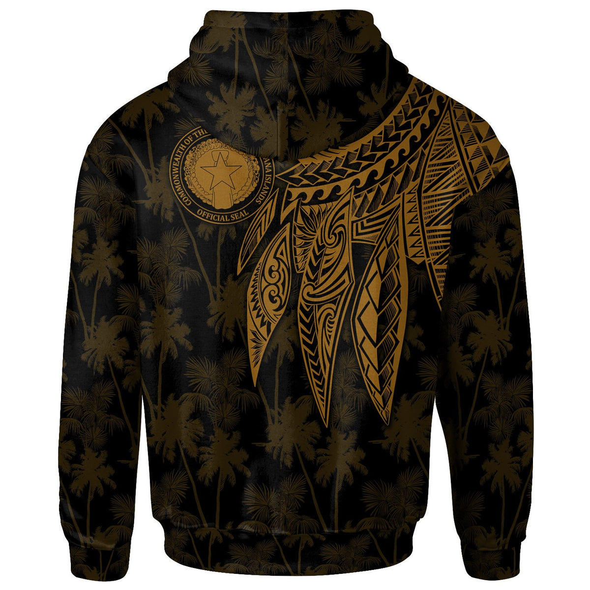Northern Mariana Islands Hoodie Polynesian Wings Golden - Polynesian Pride