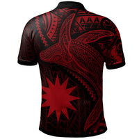 Nauru Polo Shirt Humpback Whale and Coat of Arms Red - Polynesian Pride