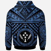 Kosrae Custom Zip up Hoodie Kosrae Flag In Polynesian Tattoo Style (Blue) - Polynesian Pride