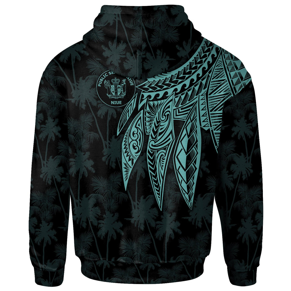 Niue Custom Hoodie Polynesian Wings (Turquoise) - Polynesian Pride
