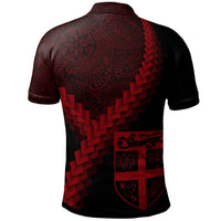 Fiji Polo Shirt Viti Coat Of Arms With Polynesian Tattoo Red - Polynesian Pride