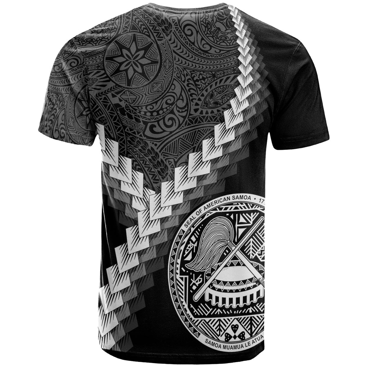 American Samoa T Shirt American Samoan Coat of Arms With Polynesian Tattoo White - Polynesian Pride