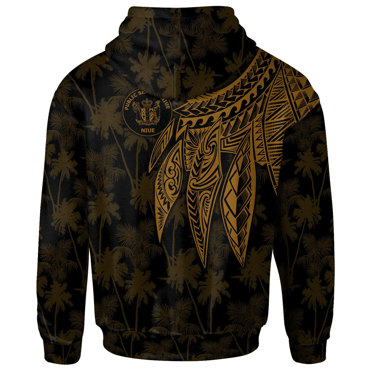 Niue Custom Hoodie Polynesian Wings (Golden) - Polynesian Pride