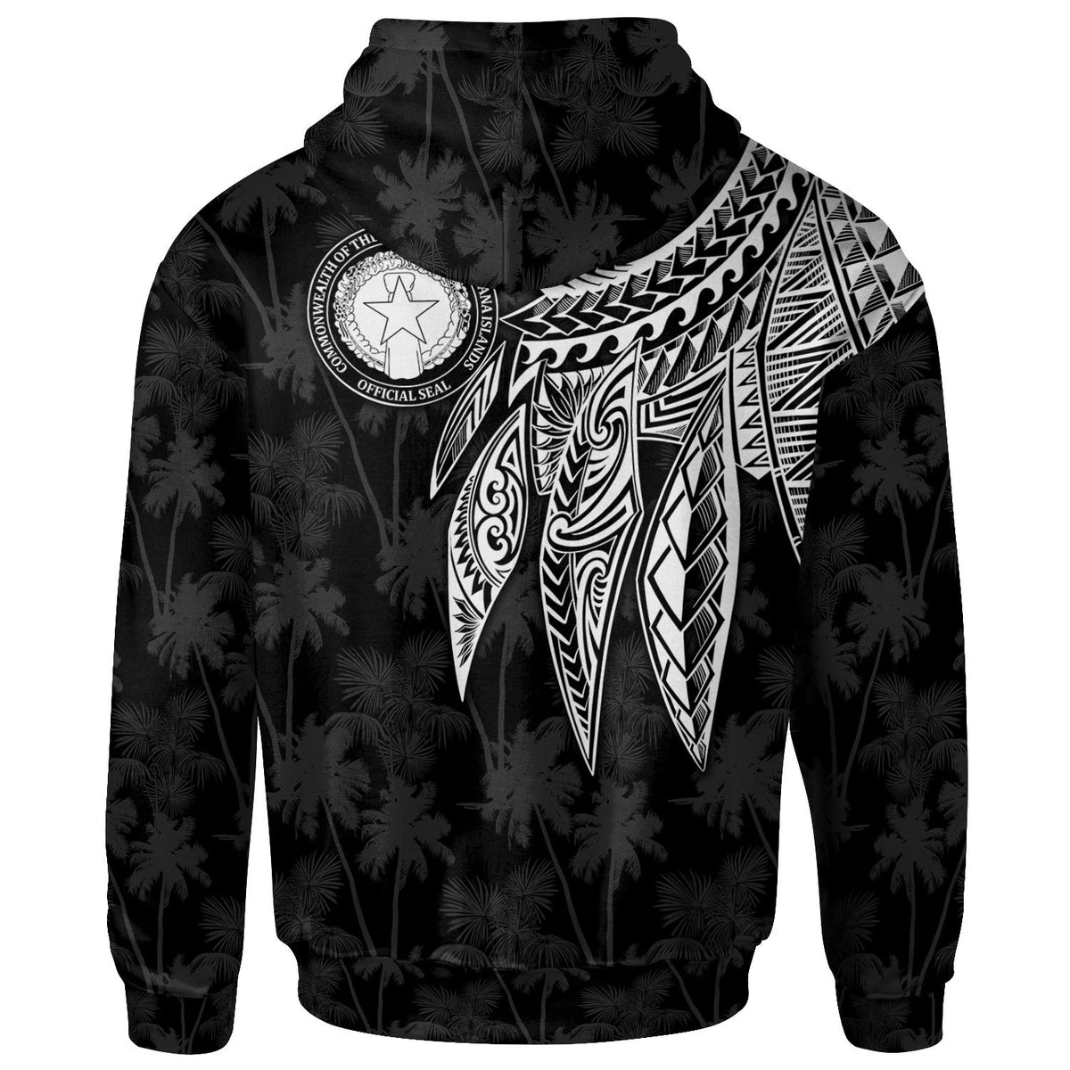 Northern Mariana Islands Polynesian Zip up Hoodie Polynesian Wings White - Polynesian Pride