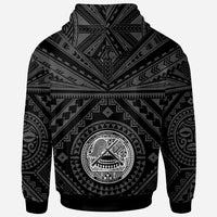 American Samoa Zip up Hoodie Seal In Polynesian Tattoo Style (Black) - Polynesian Pride