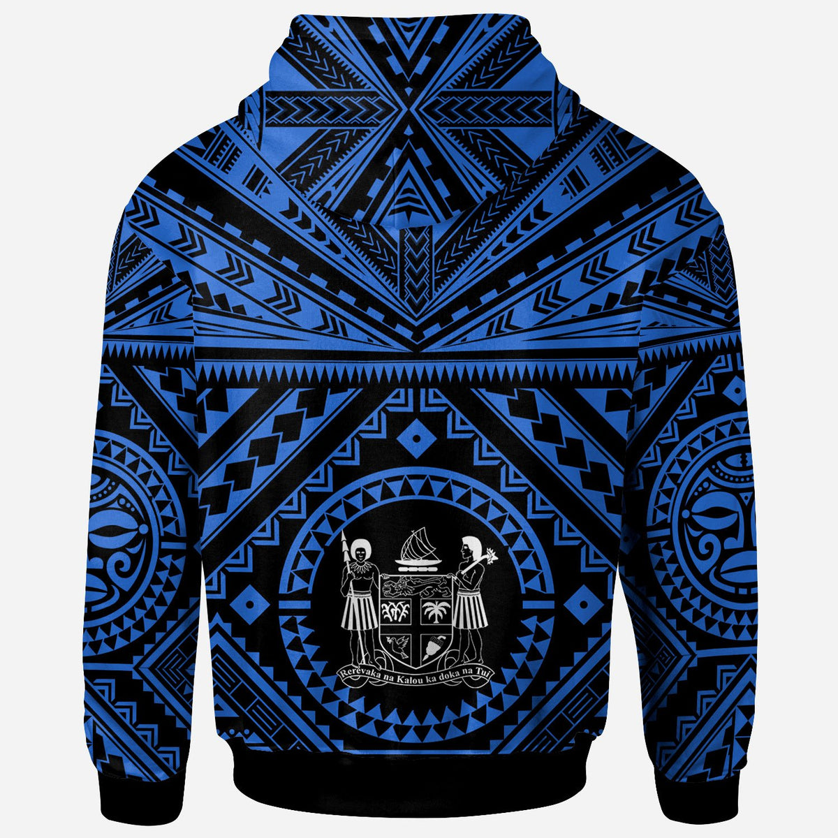 Fiji Zip up Hoodie Fiji Seal With Polynesian Tattoo Style (Blue) - Polynesian Pride