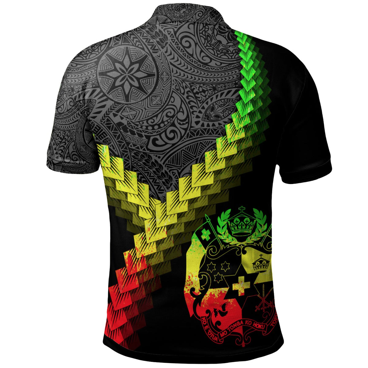 Tonga Polo Shirt Tongan Coat Of Arms With Polynesian Tattoo Reggae - Polynesian Pride