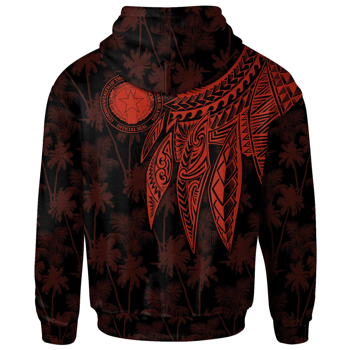 Northern Mariana Islands Polynesian Zip up Hoodie Polynesian Wings Red - Polynesian Pride