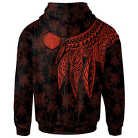 Northern Mariana Islands Polynesian Zip up Hoodie Polynesian Wings Red - Polynesian Pride