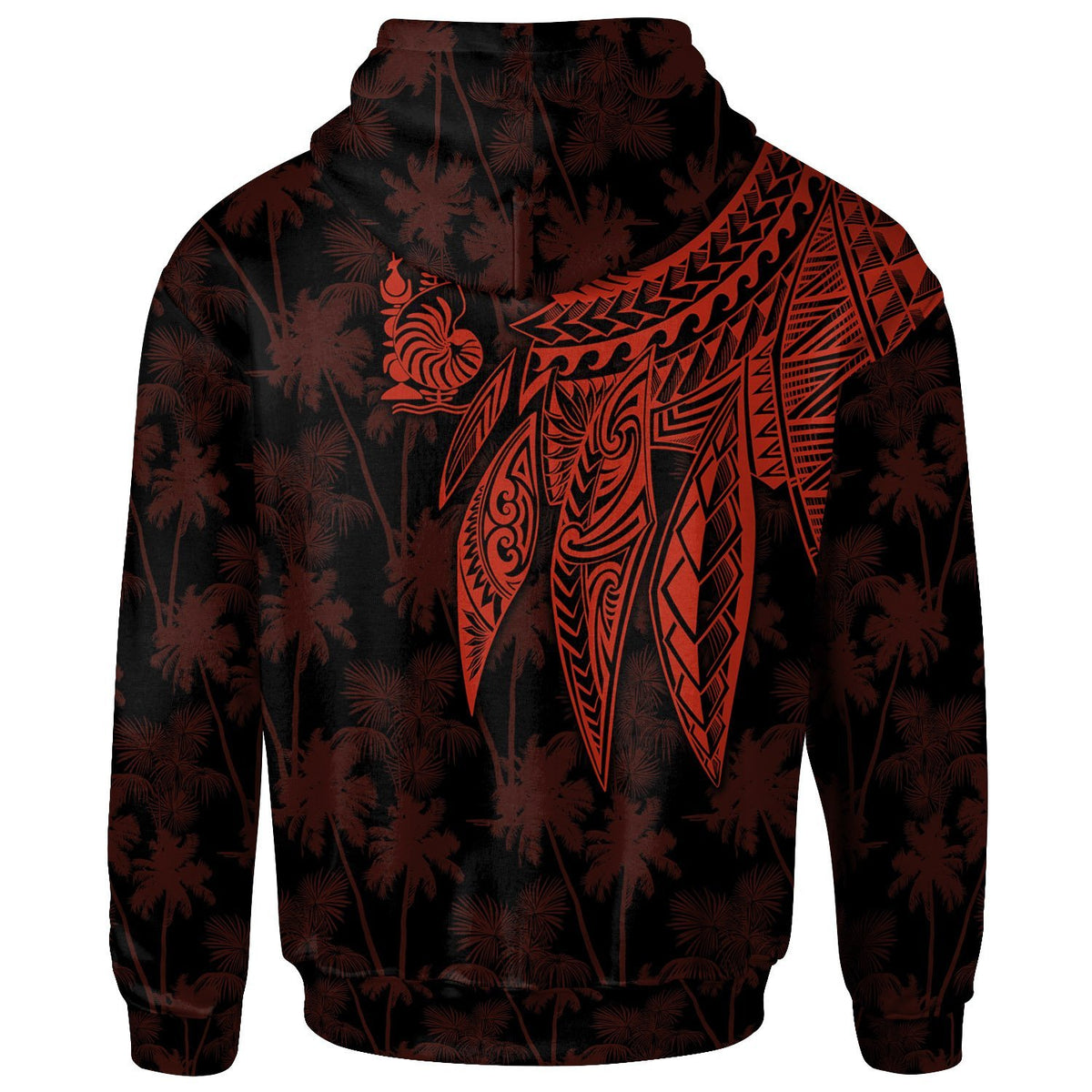 New Caledonia Custom Zip up Hoodie Polynesian Wings Red - Polynesian Pride