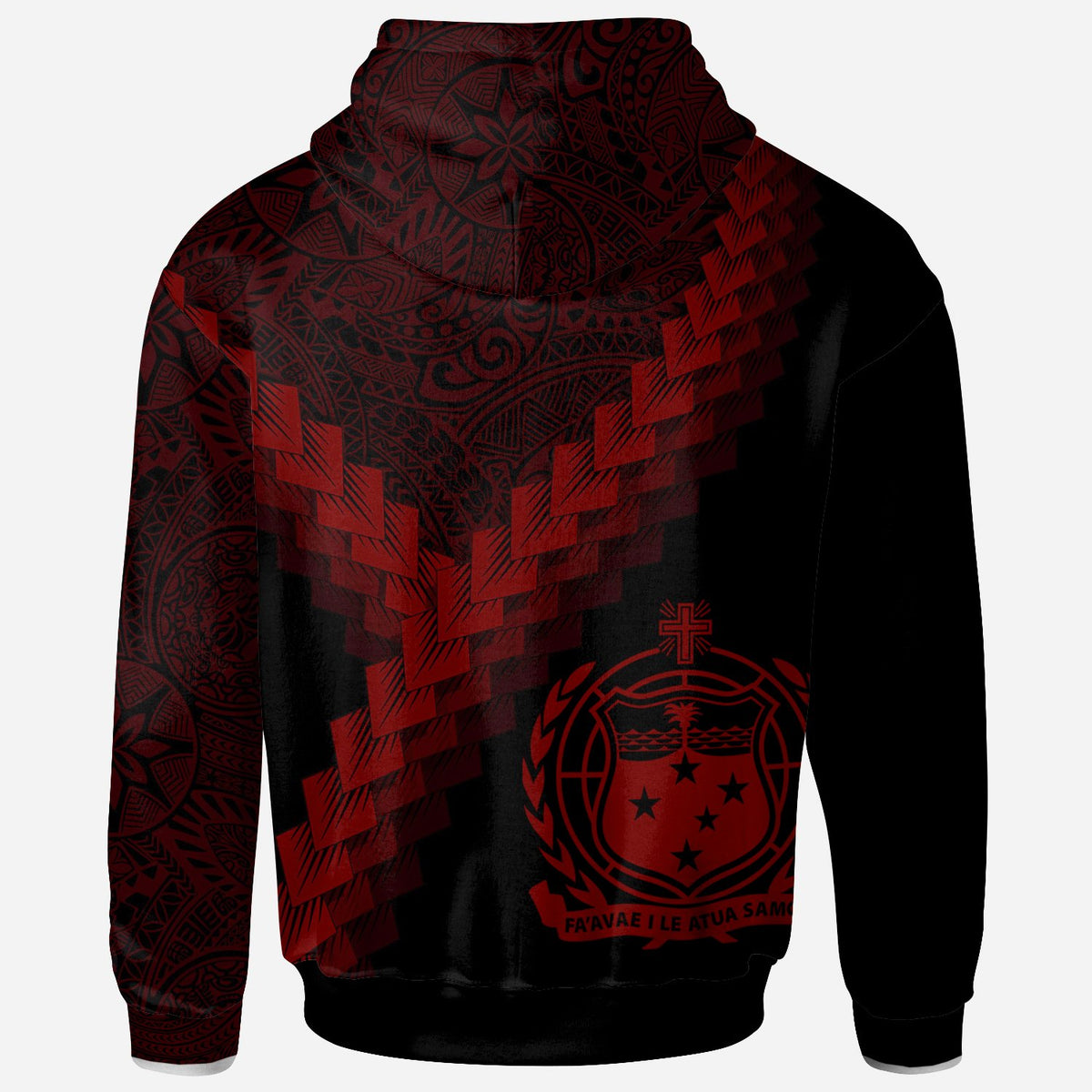 Samoa Hoodie Samoa Coat of Arms With Polynesian Tattoo Red - Polynesian Pride