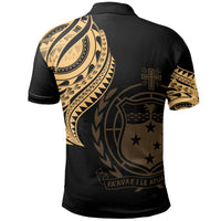 Samoa Polo Shirt Samoan Tatau Gold Patterns With Coat Of Arms - Polynesian Pride