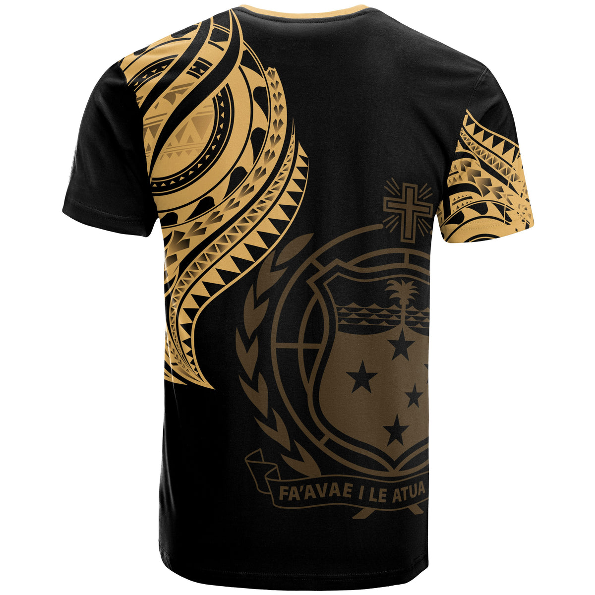 Samoa T Shirt Samoan Tatau Gold Patterns - Polynesian Pride