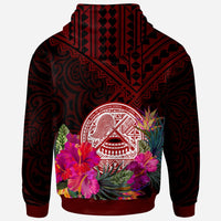 American Samoa Zip up Hoodie Coat of Arm With Polynesian Patterns - Polynesian Pride