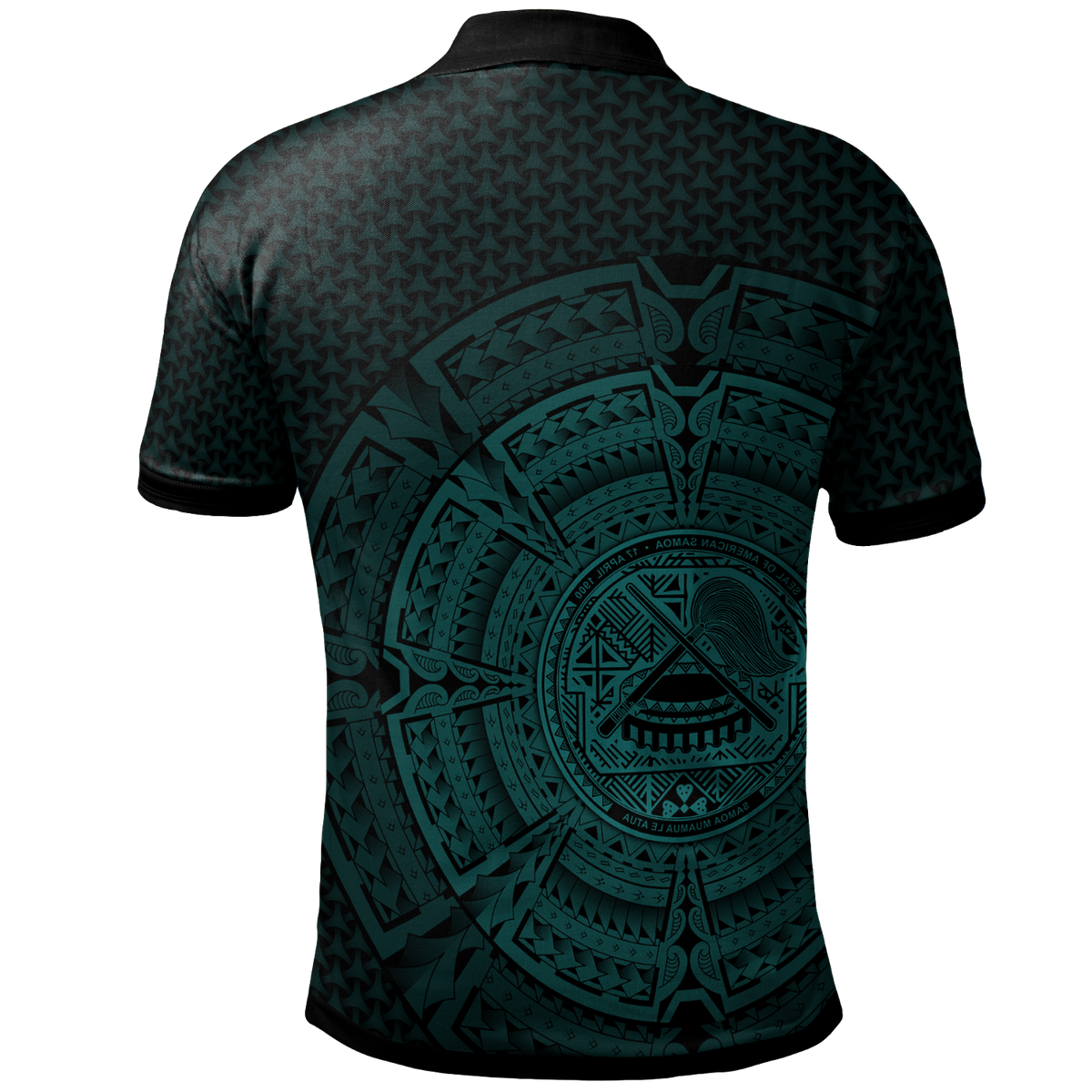 American Samoa Polo Shirt Polynesian Circle (TURQUOISE) - Polynesian Pride
