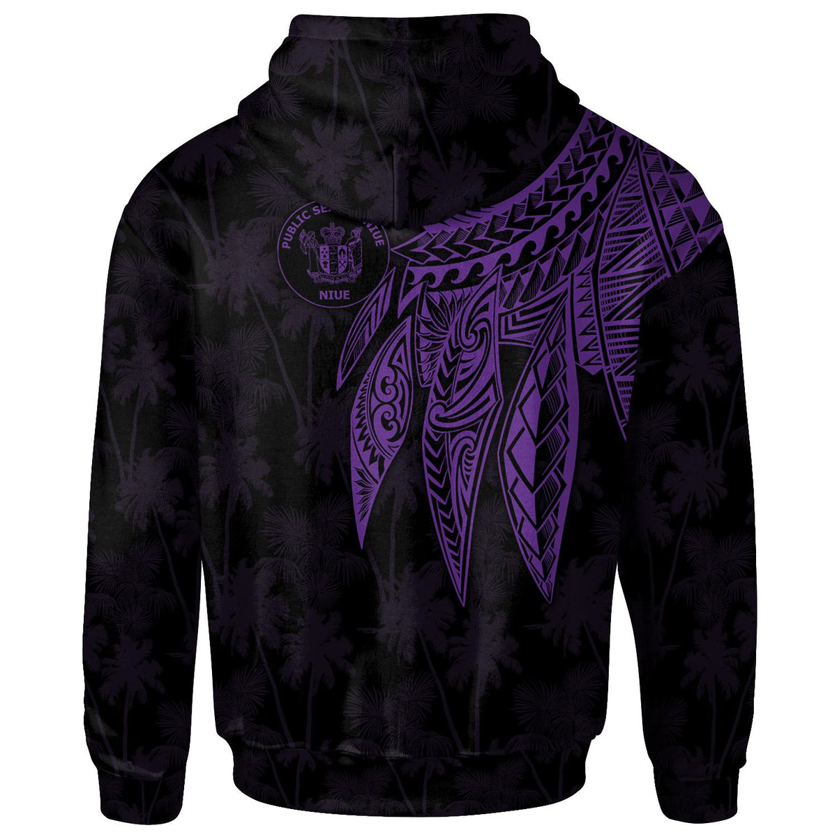 Niue Custom Zip up Hoodie Polynesian Wings (Purple) - Polynesian Pride