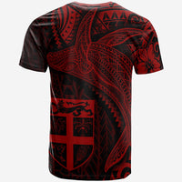 Fiji T Shirt Humpback Whale & Coat of Arms Red - Polynesian Pride