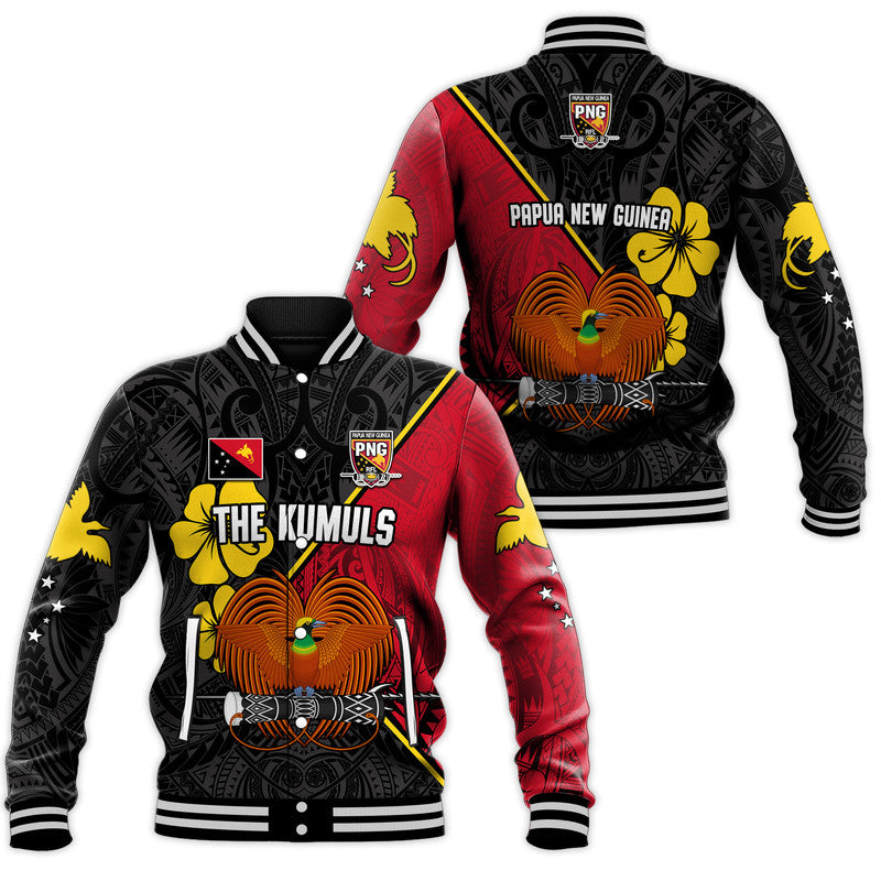 The Kumuls PNG Baseball Jacket Papua New Guinea Polynesian Dynamic Style Black LT14 Unisex Black - Polynesian Pride