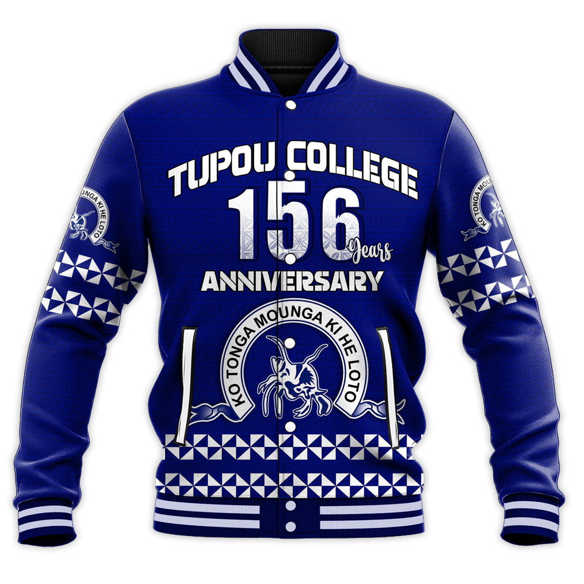 (Custom Text and Number) Tonga Tupou College Toloa Baseball Jacket 156 Years Anniversary Tongan Ngatu LT13 - Polynesian Pride