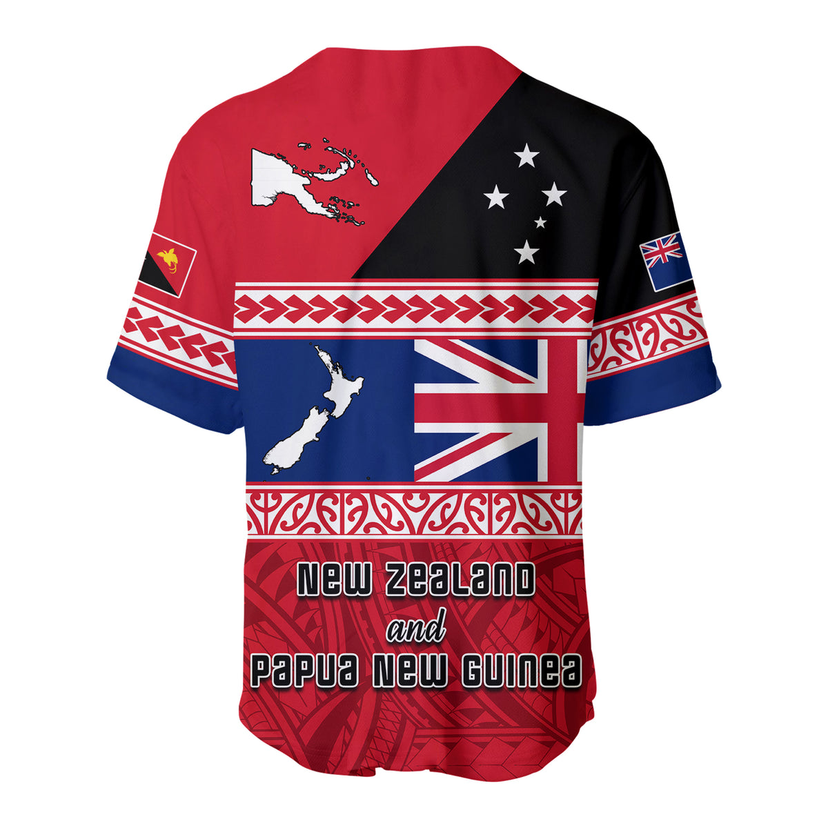 (Custom Personalised) Papua New Guinea and New Zealand Baseball Jersey Polynesian PNG and NZ LT13 - Polynesian Pride