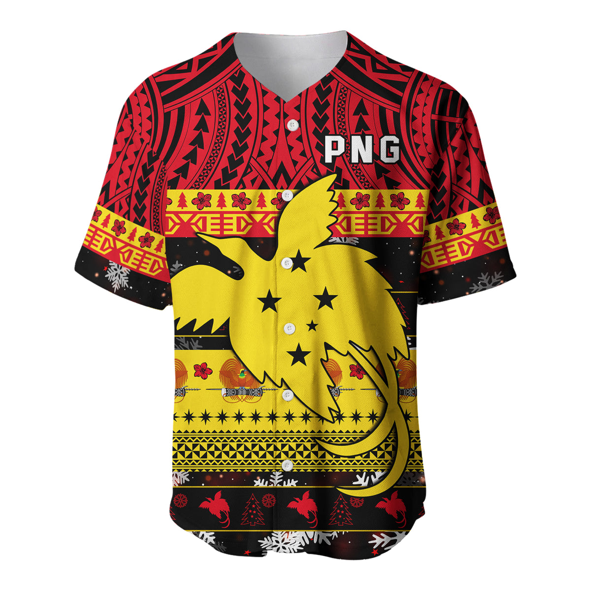 Papua New Guinea Christmas Baseball Jersey Raggiana Loved LT13 - Polynesian Pride
