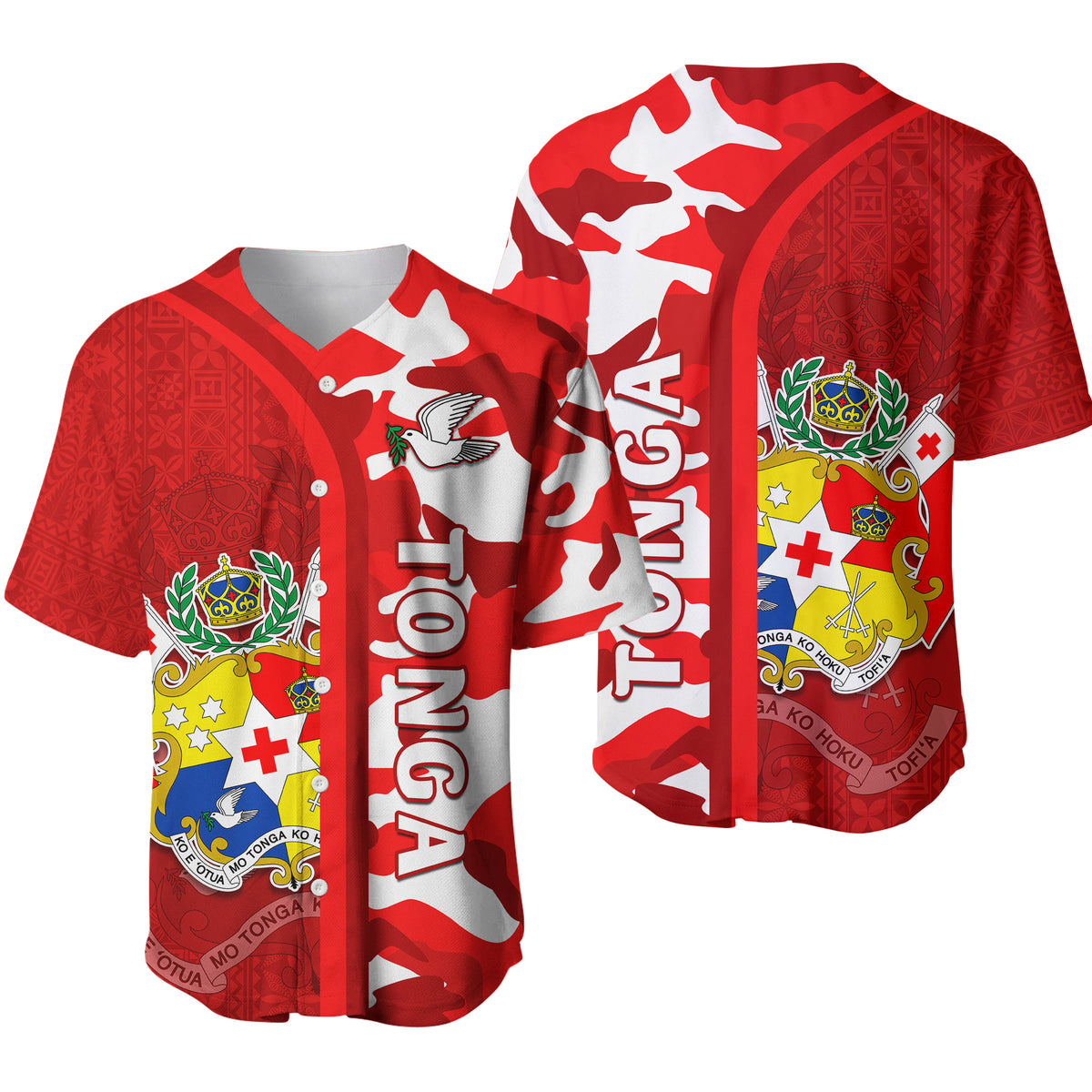 Tonga Unique Baseball Jersey Camouflage with Tongan Pattern LT13 - Polynesian Pride