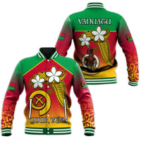 (Custom Personalised) Vanuatu Novelty Baseball Jacket Frangipani Tropical Spa Flower LT13 Unisex Red - Polynesian Pride