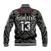 (Custom Text and Number) New Zealand Silver Fern Rugby Baseball Jacket All Black NZ Maori Pattern LT13 - Polynesian Pride