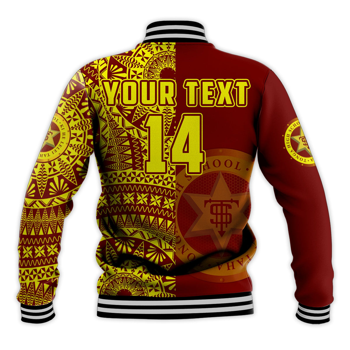 (Custom Text And Number) Tonga High School Baseball Jacket Class Of Year Tongan Ngatu Pattern LT14 - Polynesian Pride