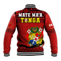 Tonga Rugby Baseball Jacket Mate Maa Tonga Pacific Ngatu Black LT14 - Polynesian Pride