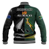 South Africa Protea and New Zealand Fern Baseball Jacket Rugby Go Springboks vs All Black LT13 - Polynesian Pride