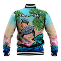 (Custom Personalised) Polynesian Turtle Coconut Tree And Orchids Baseball Jacket LT14 - Polynesian Pride