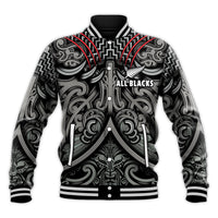(Custom Text and Number) New Zealand Silver Fern Rugby Baseball Jacket All Black NZ Maori Pattern LT13 - Polynesian Pride