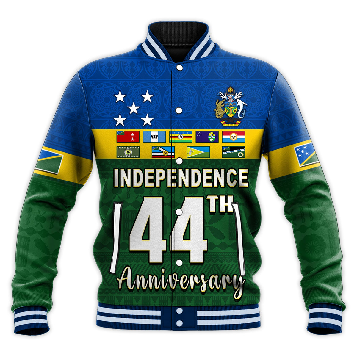 Solomon Islands National Day Baseball Jacket Independence Day Tapa Pattern LT13 - Polynesian Pride
