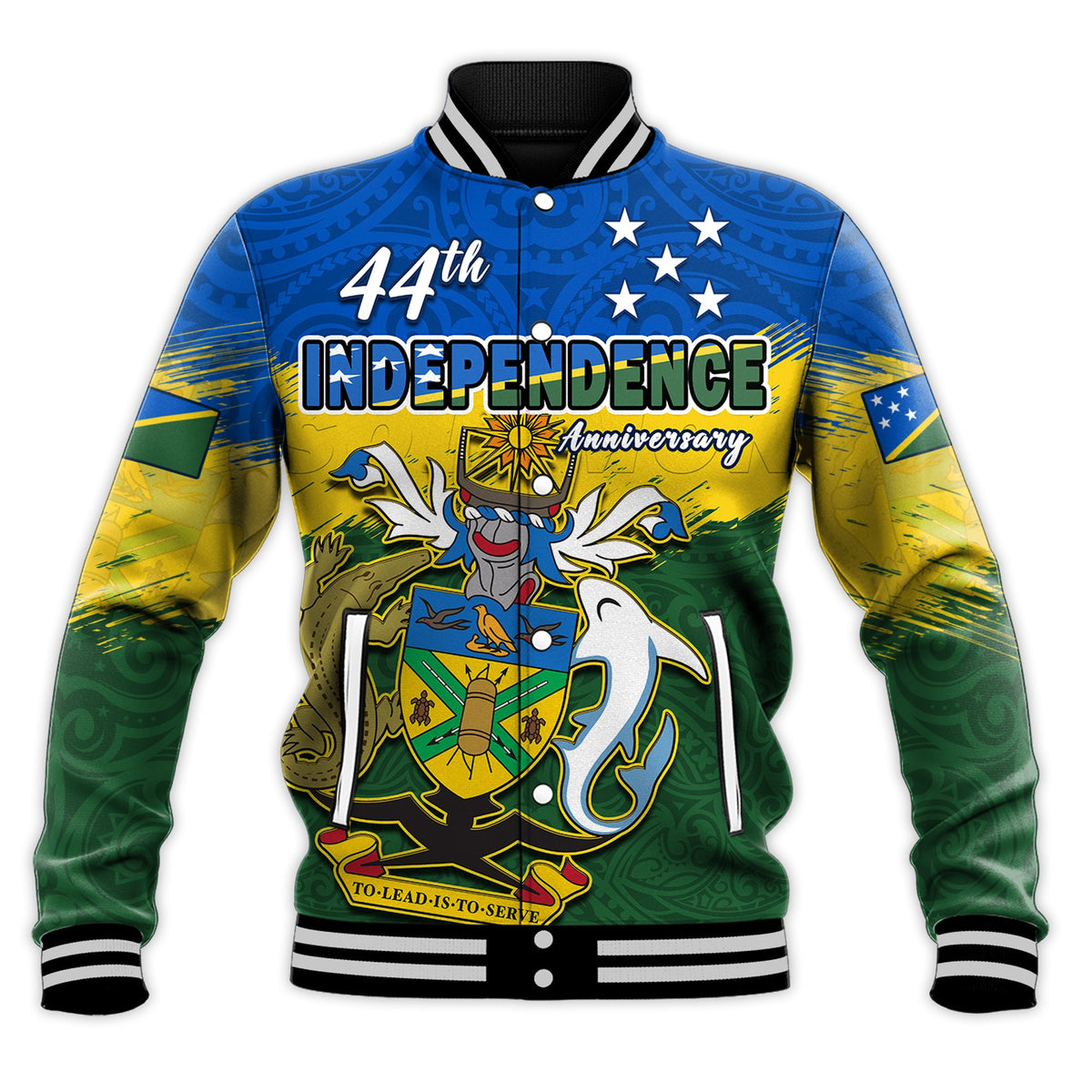 (Custom Personalised) Solomon Islands Baseball Jacket Happy 44th Independence Anniversary Polynesian Pattern LT14 - Polynesian Pride